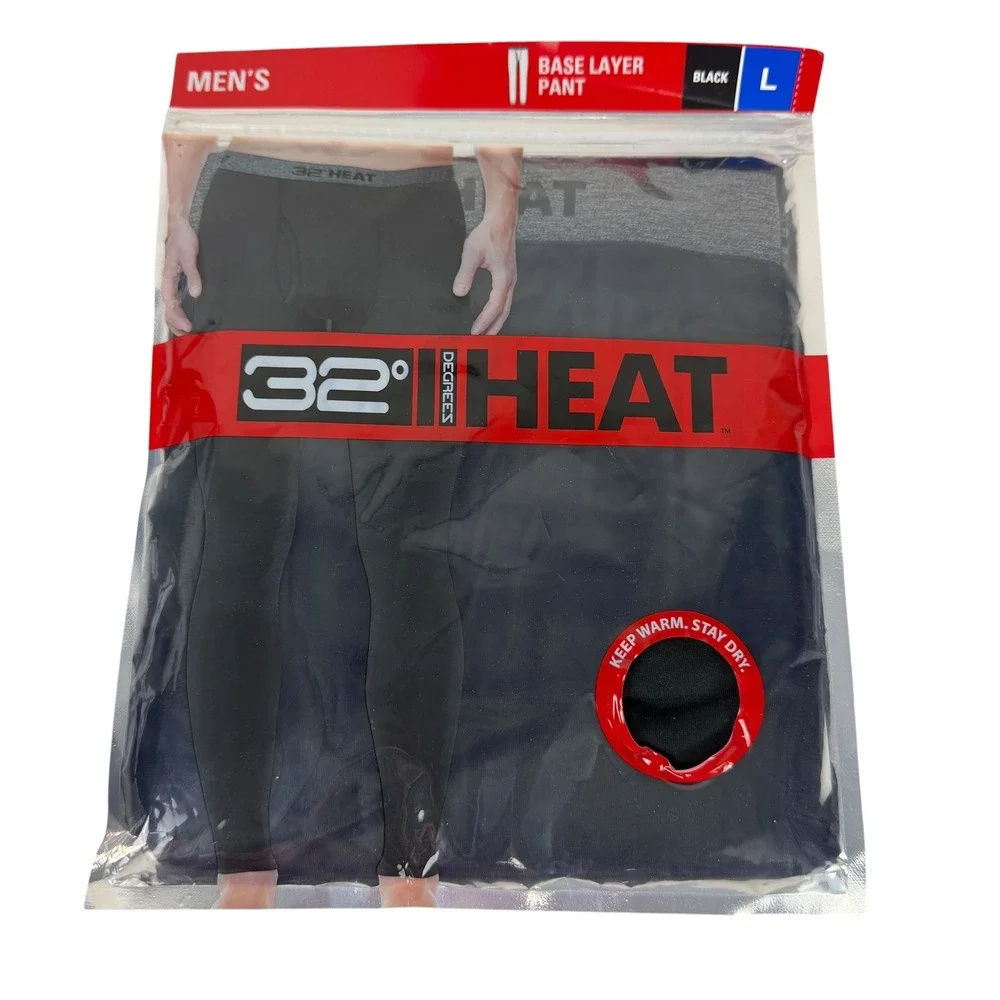 32 Degrees Heat Base Layer Pant Black Men's Large Thermal‎ Leggings 963979 NEW